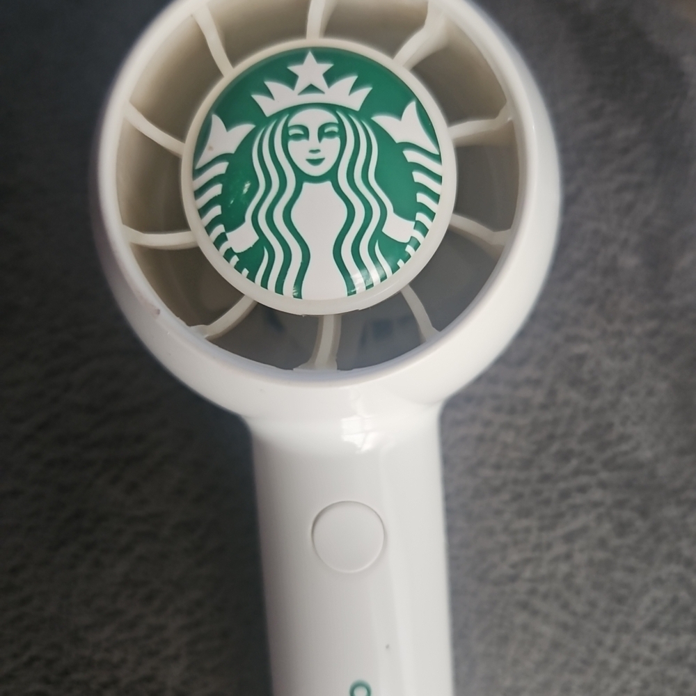 Starbucks White Handheld Fan